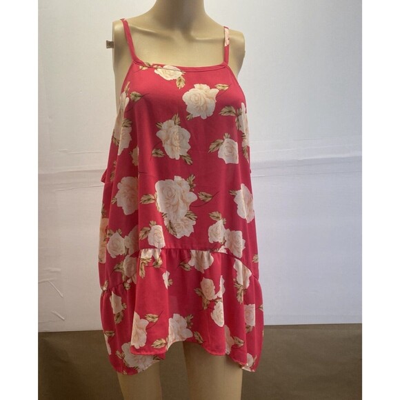 Torrid Blouse Pink Floral Roses Chiffon Straps Sleeveless Wome  Sz 4 Top Spring - Picture 1 of 15
